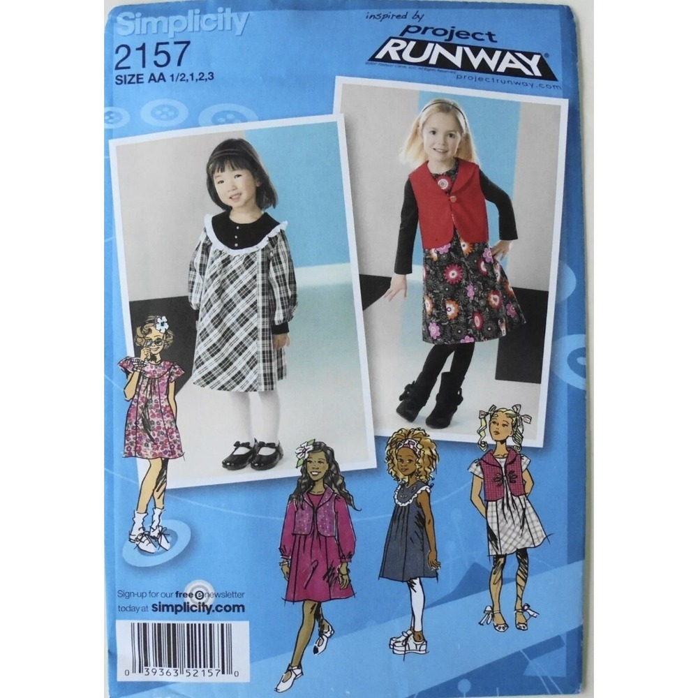 Simplicity 2157 Girls Toddlers Dresses Jumper Vest Pattern Sz 1/2-3 Cut & Compl